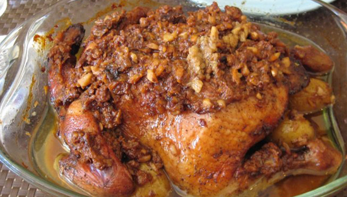 Stuffed hen with bulgur